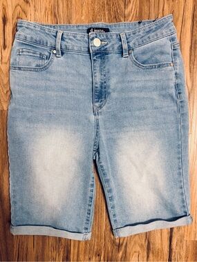 d. jeans Light Blue Denim Bermuda Shorts with Rolled Hem